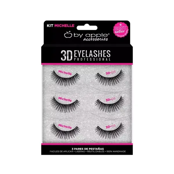 1 - Kit con 3 Pares de Pestañas 3D By Apple