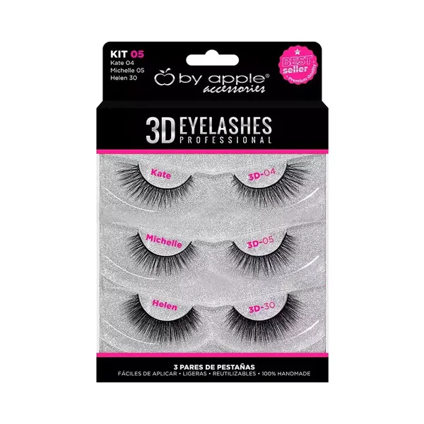 7 - Kit con 3 Pares de Pestañas 3D By Apple