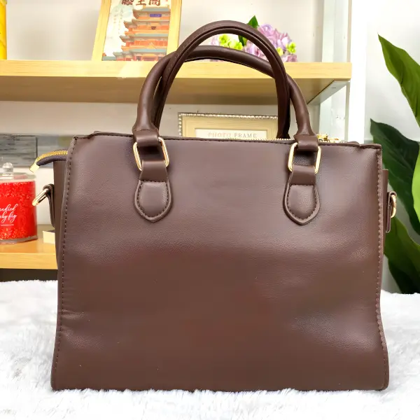 10 - Bolsa Satchel Wood Bead Chevron con Grabado de Textura