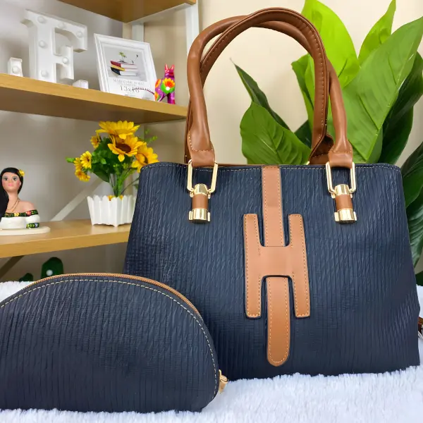 5 - Set de Bolsa y Cosmetiquera H-Luxury Pleats de 2 Piezas