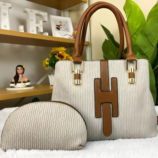 6 - Set de Bolsa y Cosmetiquera H-Luxury Pleats de 2 Piezas