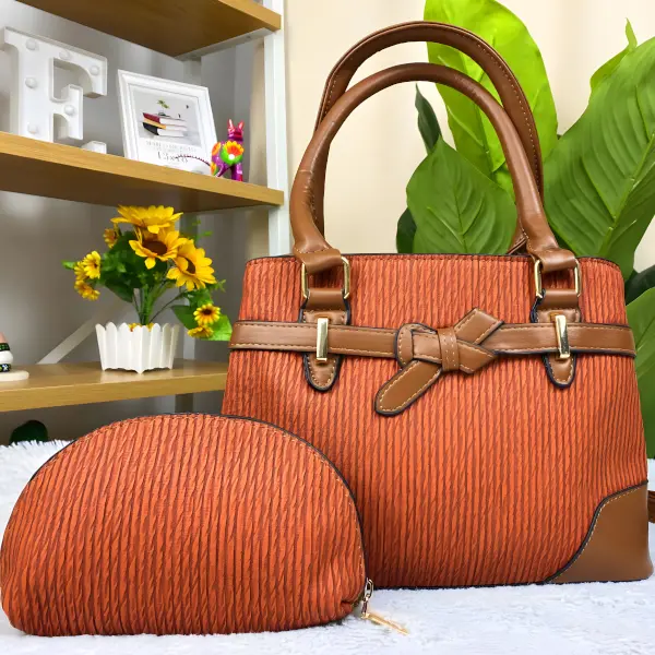 1 - Set de Bolsa y Cosmetiquera Ribbon Pleats de 2 Piezas