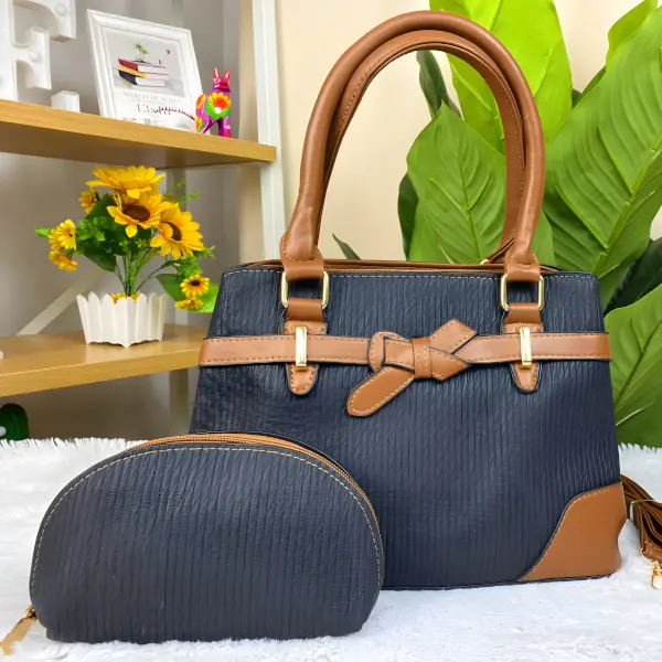 3 - Set de Bolsa y Cosmetiquera Ribbon Pleats de 2 Piezas