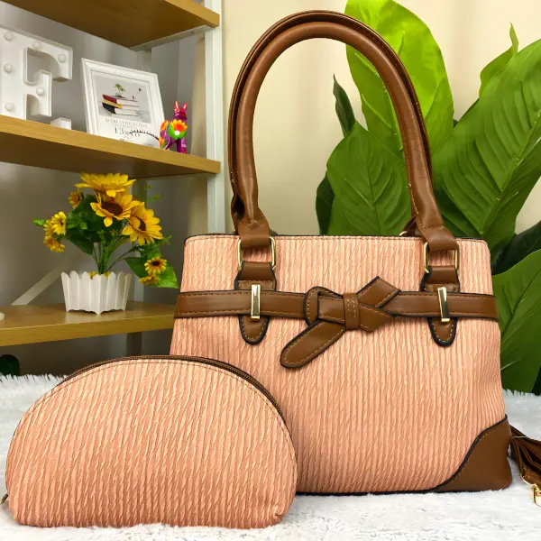 4 - Set de Bolsa y Cosmetiquera Ribbon Pleats de 2 Piezas