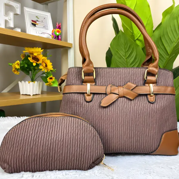 5 - Set de Bolsa y Cosmetiquera Ribbon Pleats de 2 Piezas