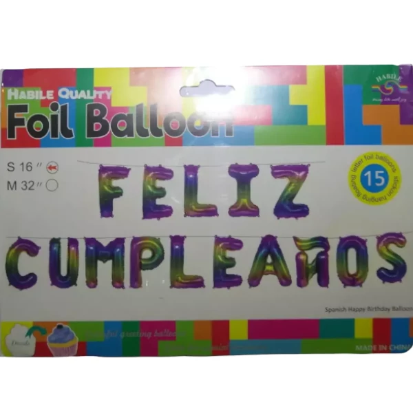 0 - Globo Metalico Tornasol Feliz Cumpleaños