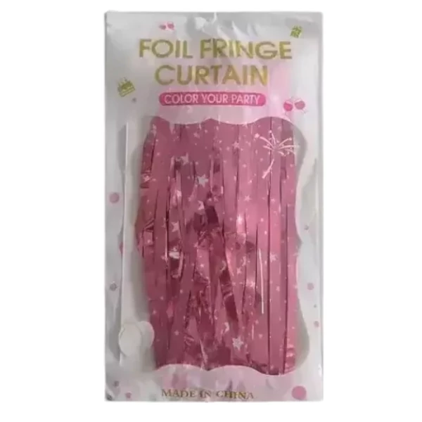 0 - Cortina para decoración de fiesta con estrellas rosa con estrellas