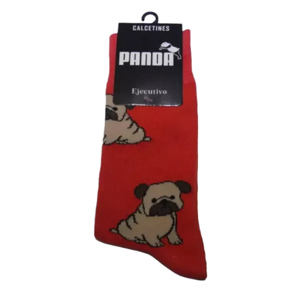 0 - Calcetines con diseño de cachorro pug color rojo