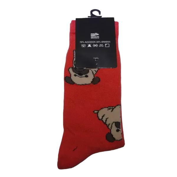 1 - Calcetines con diseño de cachorro pug color rojo