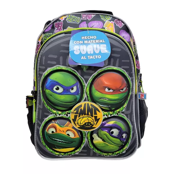 0 - Mochila Infantil Tortugas Ninja con Material Suave