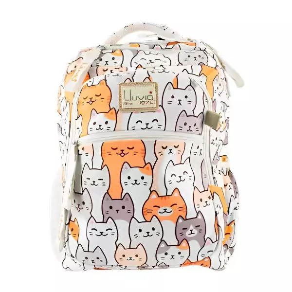 0 - Mochila escolar con detalles de gato para niña o joven