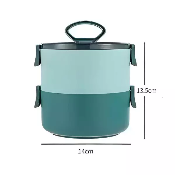 2 - Lonchera Recipiente Alimentos Comida De 2 Niveles Lunch Box de 2100 ml