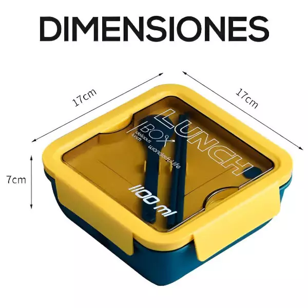 5 - Lonchera cuadrada de 1100 ml con Compartimientos