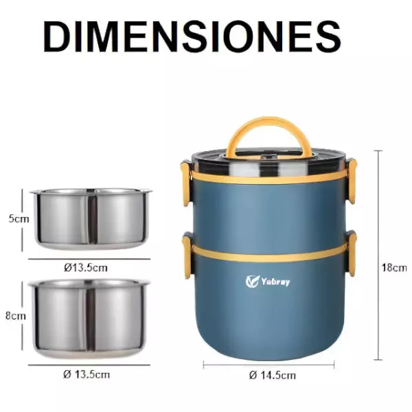 1 - Lonchera de 2 niveles con capacidad de 1600 ml