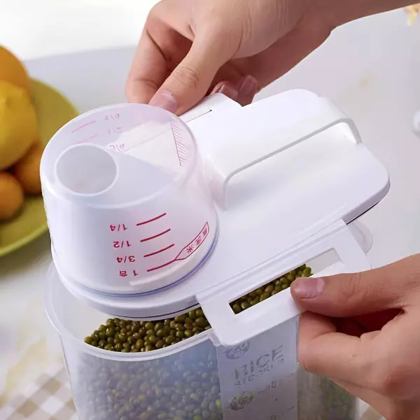 1 - Contenedor de Cereales o Granos Hermético con Taza Medidora