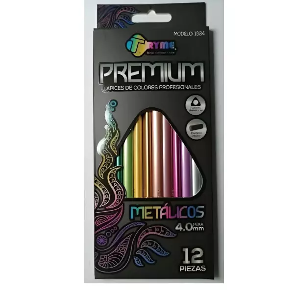 5 - 12 Lapices De Colores Metalicos Premium Tryme