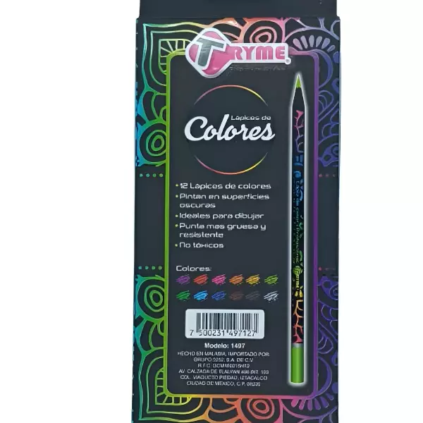 0 - 12 Lapices De Colores Para Superficies Oscuras Tryme