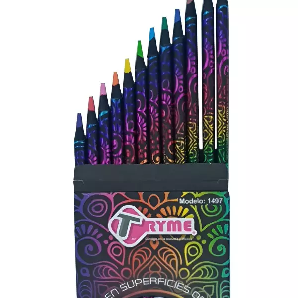 1 - 12 Lapices De Colores Para Superficies Oscuras Tryme
