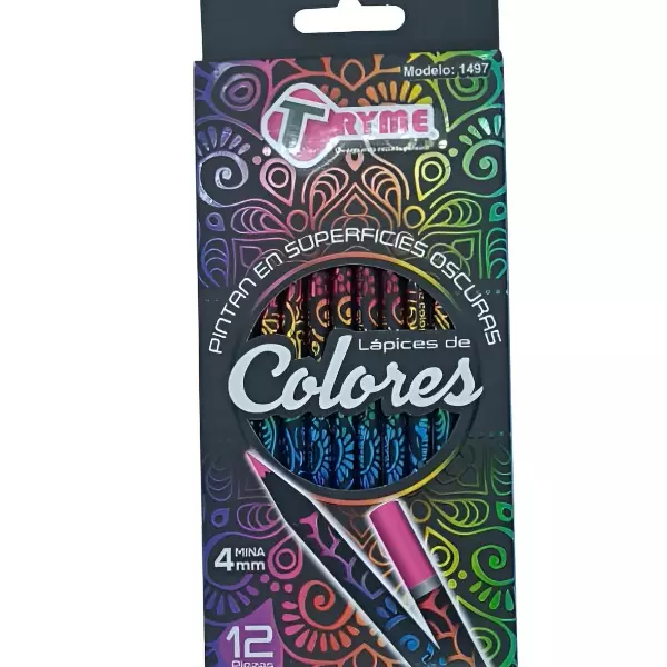 2 - 12 Lapices De Colores Para Superficies Oscuras Tryme