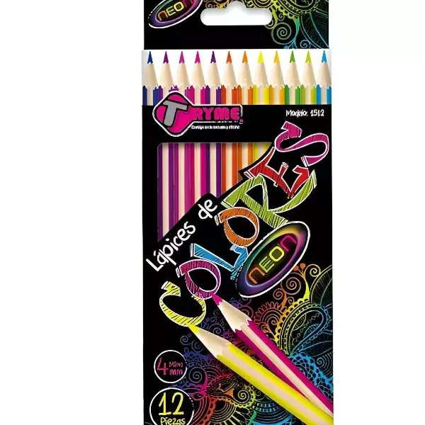 2 - 12 Lapices Triangulares De Colores Neon Tryme