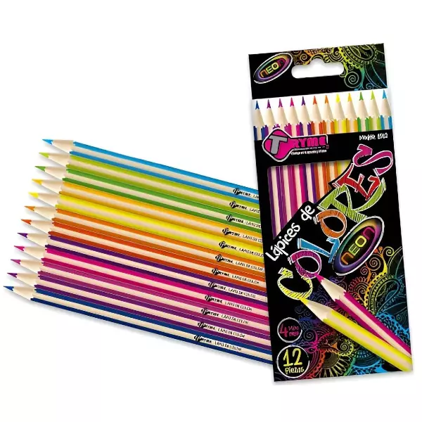 3 - 12 Lapices Triangulares De Colores Neon Tryme