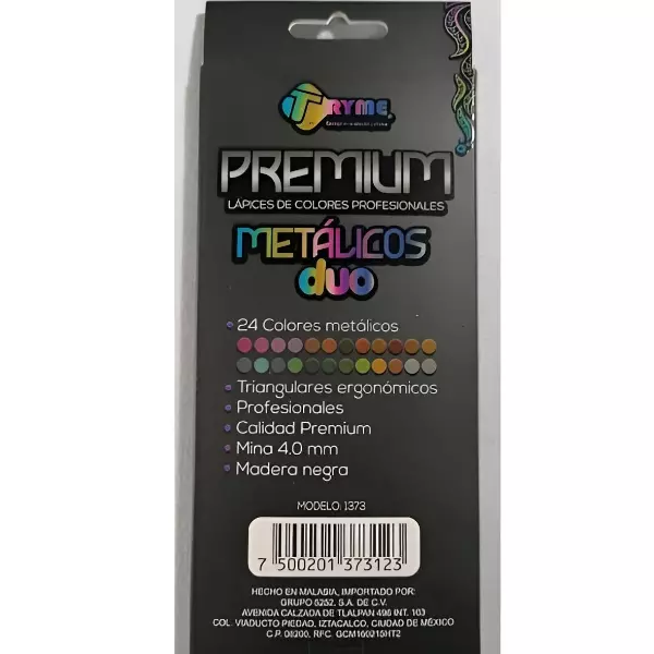 1 - 24 Lapices De Colores Metalicos Duo Premium Tryme
