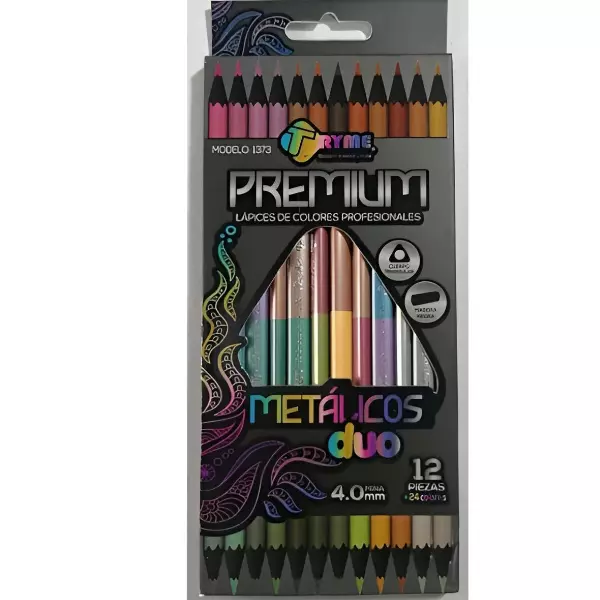 3 - 24 Lapices De Colores Metalicos Duo Premium Tryme
