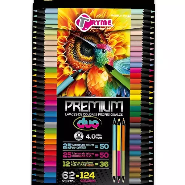 0 - 62 Lapices De Colores Premium Tryme Dibujo Doble Punta