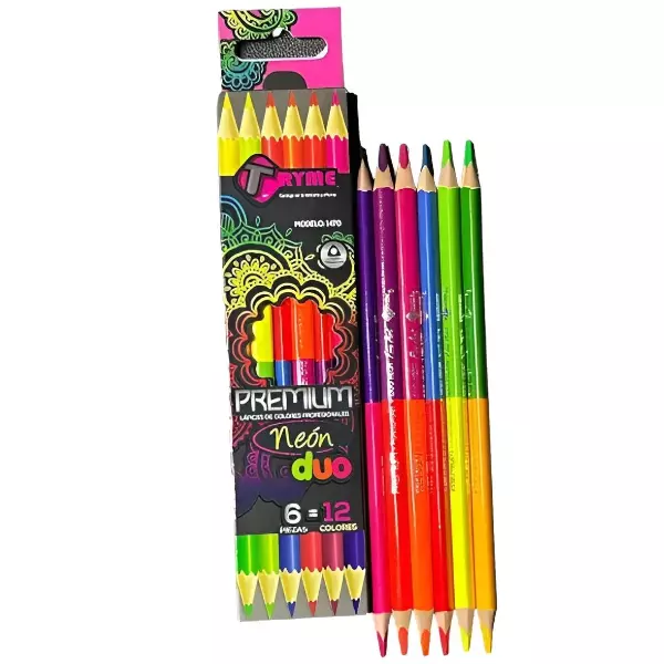 3 - Colores Neon 6 Piezas Doble Punta Tryme