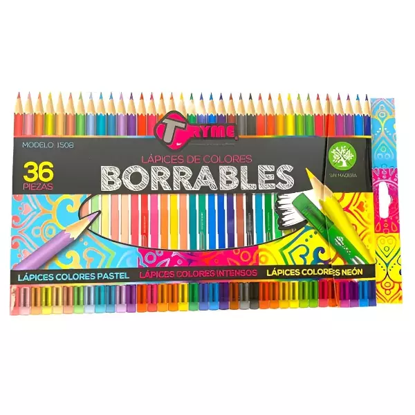 4 - Colores Tryme Borrables Sin Madera 36 Piezas