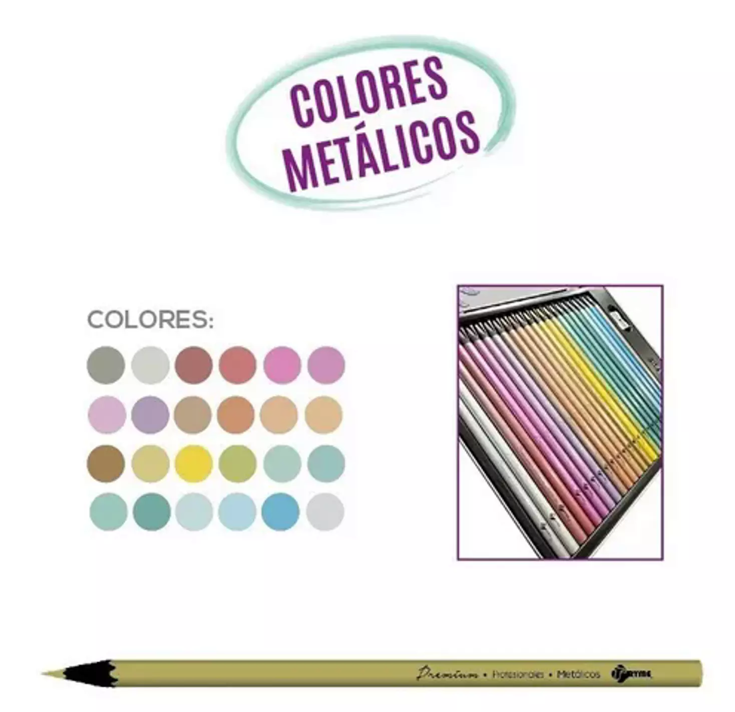 3 - Tryme 24 Lapices De Colores Metalicos Profesionales Premium 