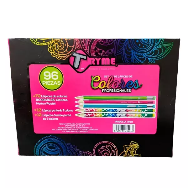 0 - Lapices Colores Profesionales Diferentes Estuche 96 Pz Tryme