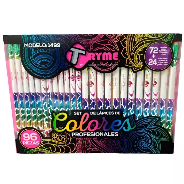 7 - Lapices Colores Profesionales Diferentes Estuche 96 Pz Tryme