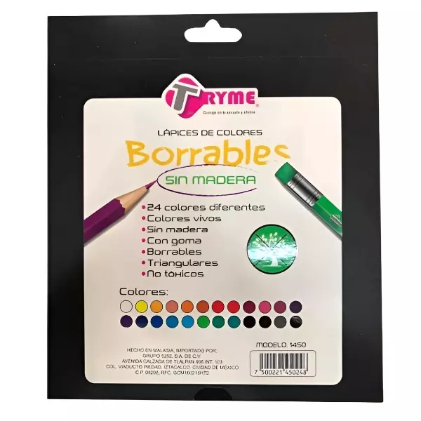 1 - 36 Lapices De Colores Borrables Sin Madera Tryme