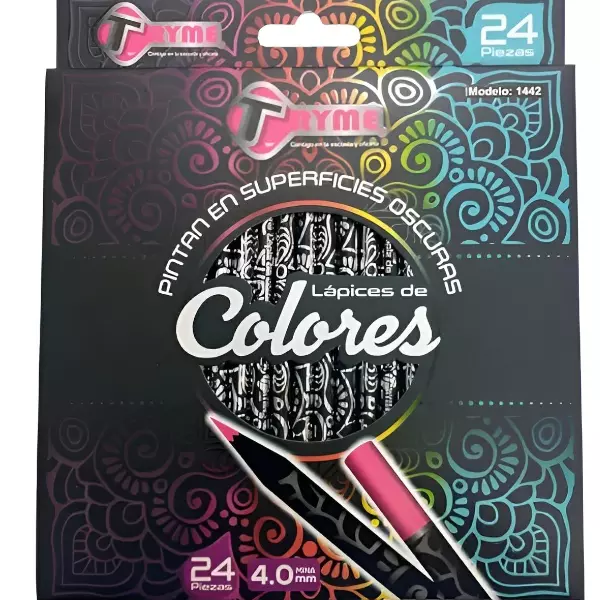 0 - Lapices De Colores Tryme Superficies Oscuras 4.0mm 24 Piezas
