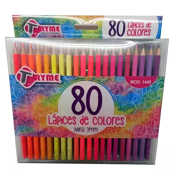 0 - Lapices Escolares Colores Intensos Y Pastel Tryme 80 Piezas