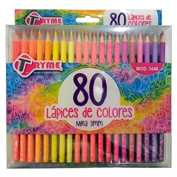 6 - Lapices Escolares Colores Intensos Y Pastel Tryme 80 Piezas