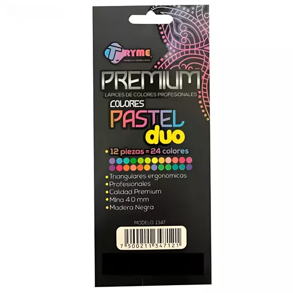 0 - Lapices De Colores Tryme Premium Pastel Duo 12 piezas