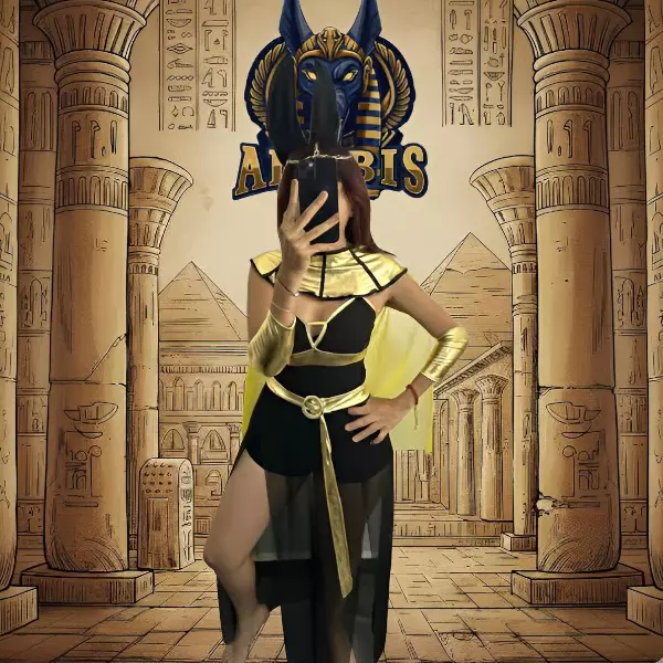 0 - Disfraz de Anubis Diosa Egipcia, con detalles dorados