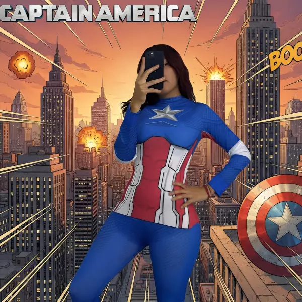 0 - Disfraz de Capitana América con escudo para mujer