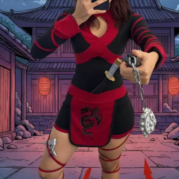 0 - Disfraz de Ninja Dragon con accesorios para Halloween